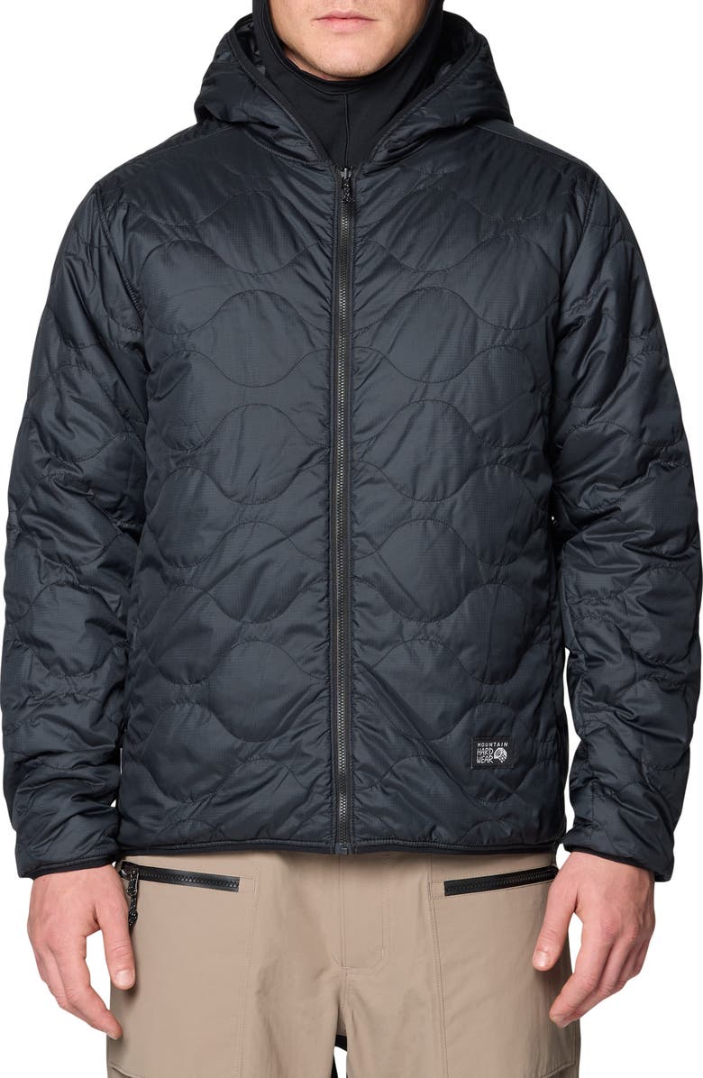 Mountain Hardwear Après Pro Insulated Hooded Jacket, Alternate, color, Volcanic Rockstrata/ Black