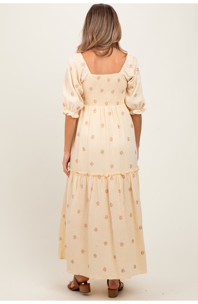 PinkBlush Floral Smocked Puff Sleeve Maxi Dress, Alternate, color, Cream