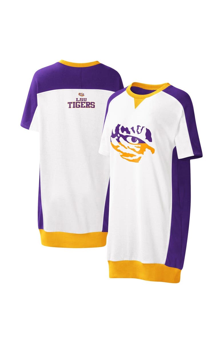 G-III 4HER BY CARL BANKS Women's G-III 4Her by Carl Banks White LSU Tigers Home Run T-Shirt Dress, Main, color, 