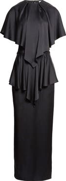 Stella McCartney Lace Trim Satin Cape Gown
