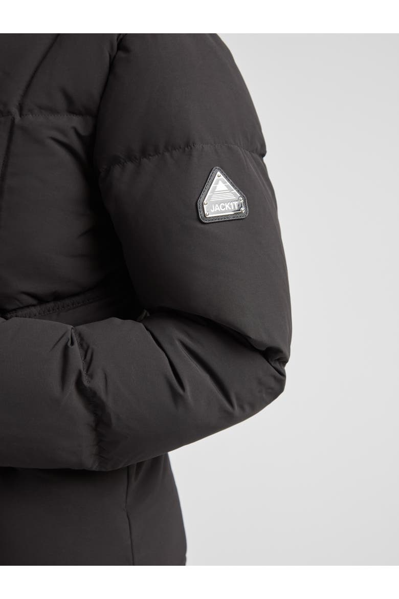 Black Star Extra Long Down Coat, Alternate, color, BLACK
