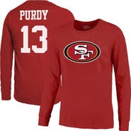 Majestic Threads Men's Majestic Threads Brock Purdy Scarlet San Francisco 49ers Name & Number Long Sleeve T-Shirt