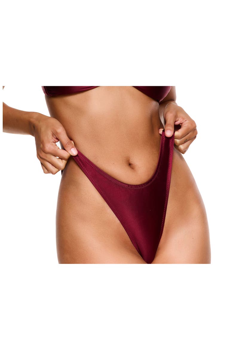 Satin Royale Bikini Bottom Swimsuit, Alternate, color, Bordeaux