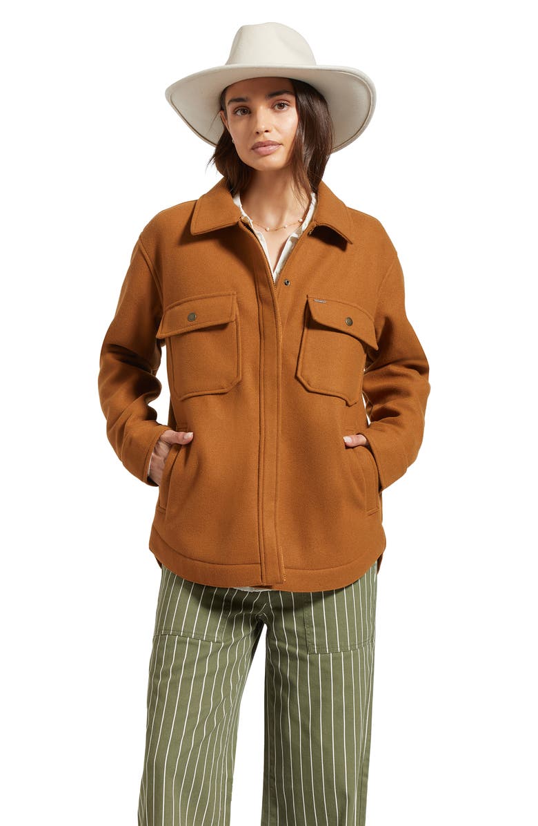 Brixton Durham Felted Shirt Jacket, Alternate, color, Washed Copper