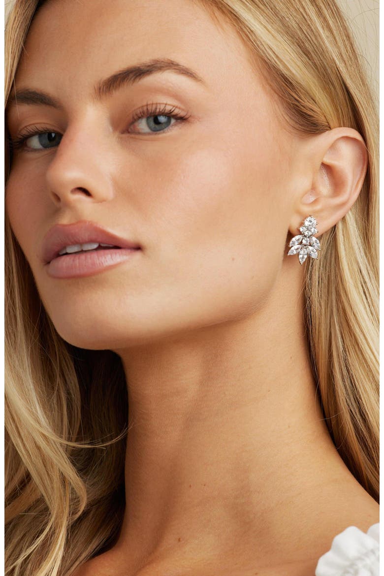 Carla Crystal Stud Earrings, Alternate, color, Silver