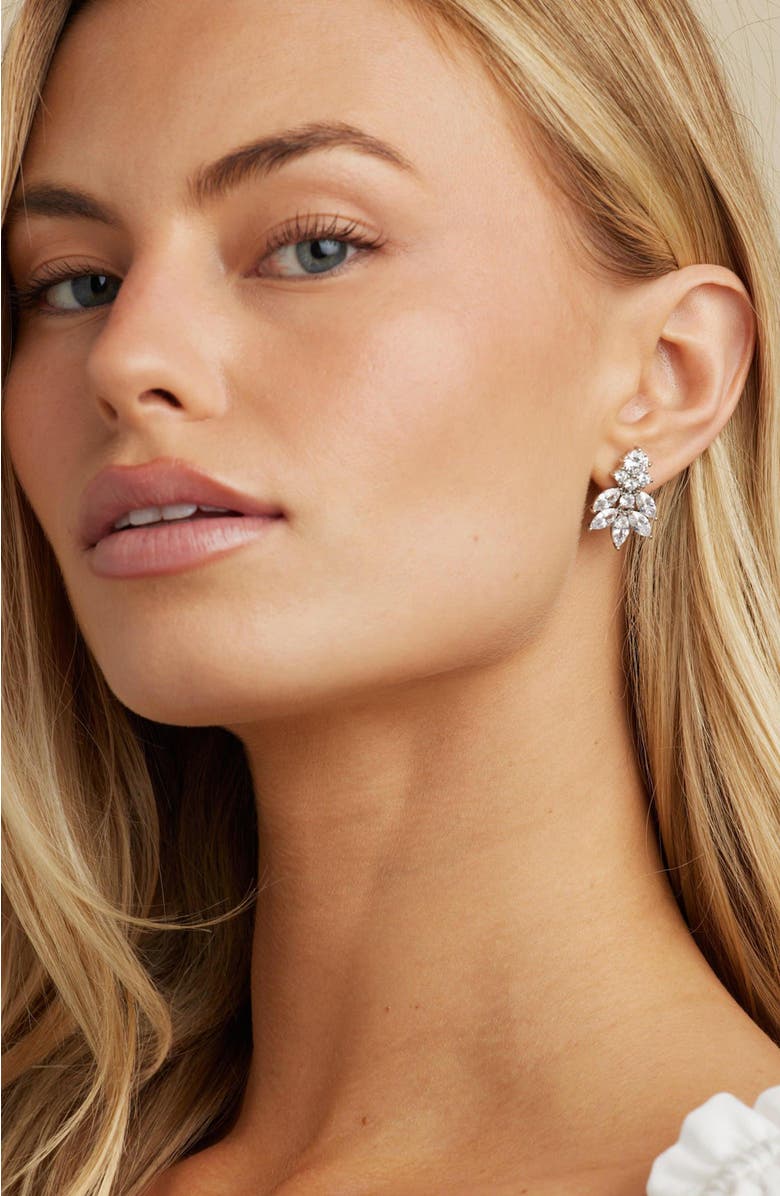 Untamed Petals Carla Crystal Stud Earrings, Alternate, color, Silver