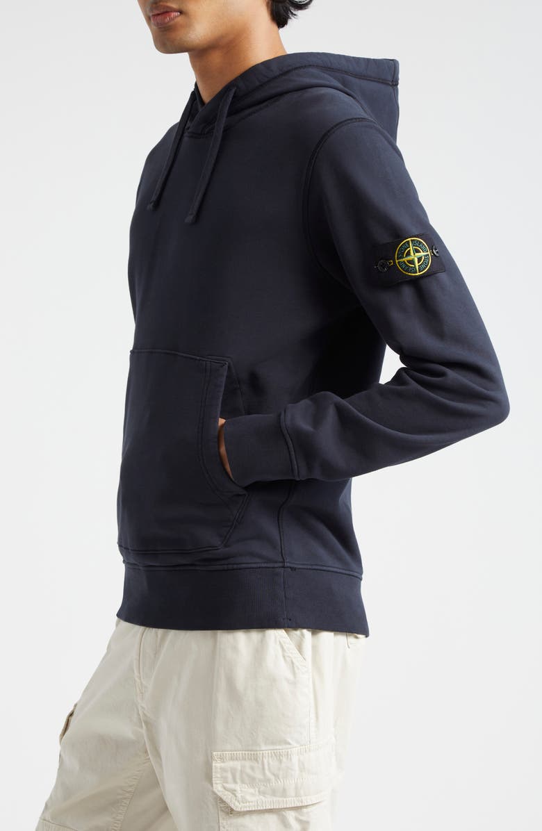 Stone Island Logo Patch Cotton Hoodie, Alternate, color, Navy Blue