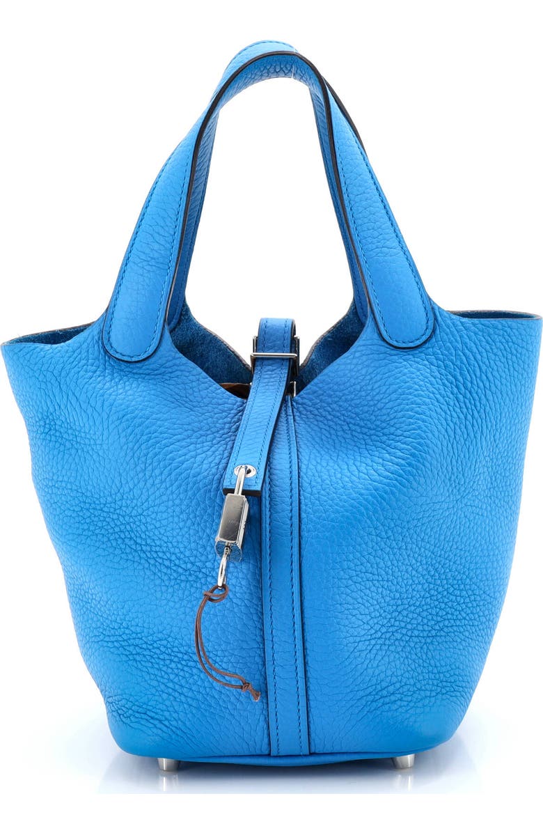 Pre-Owned Hermes Picotin Lock Bag Clemence PM, Main, color, Bleu Zanzibar