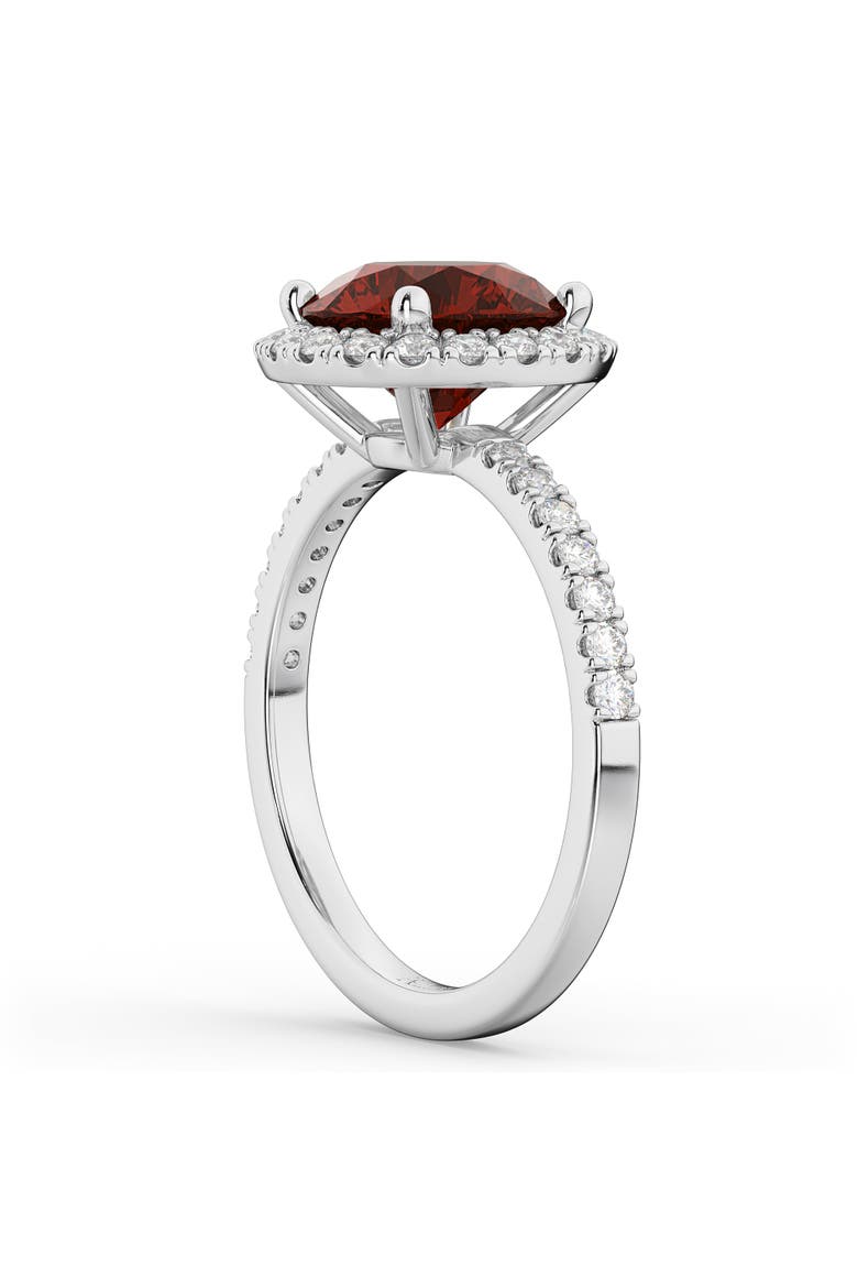 Halo Garnet & Diamond Engagement Ring 14K, Alternate, color, 3.00ct/White Gold