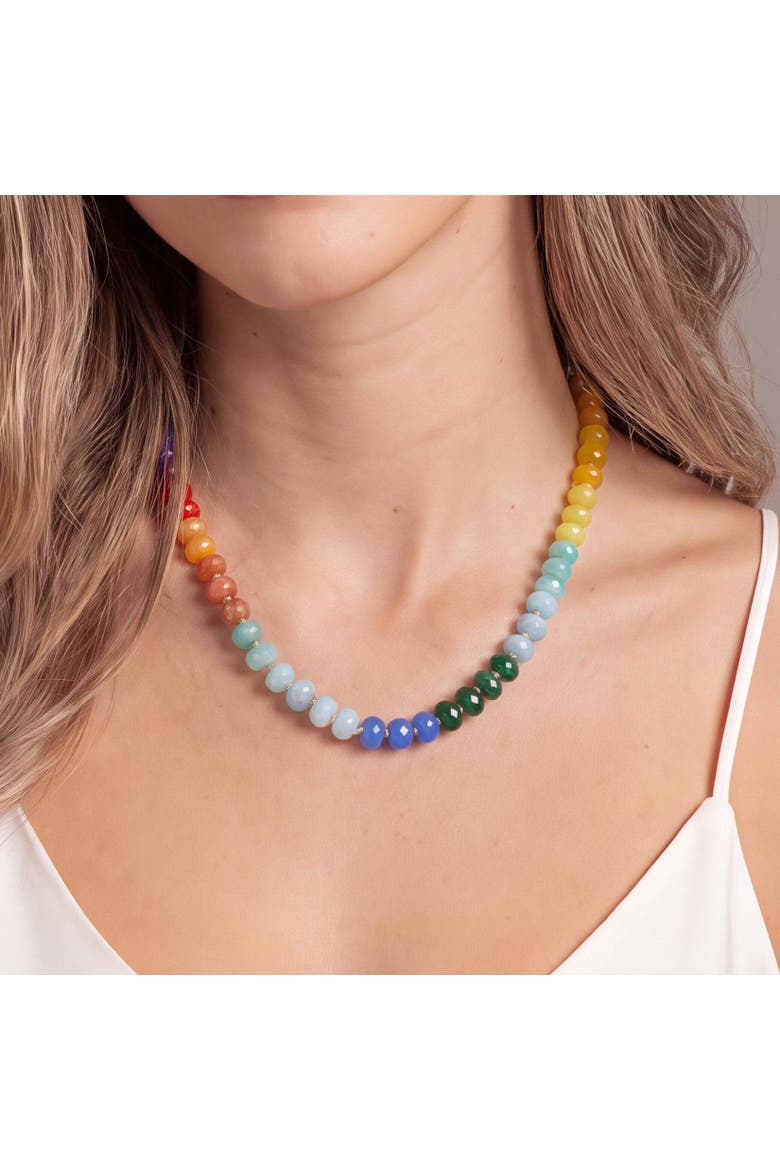Rainbow Knot Bead Necklace, Alternate, color, Gold Plated Sterling Silver