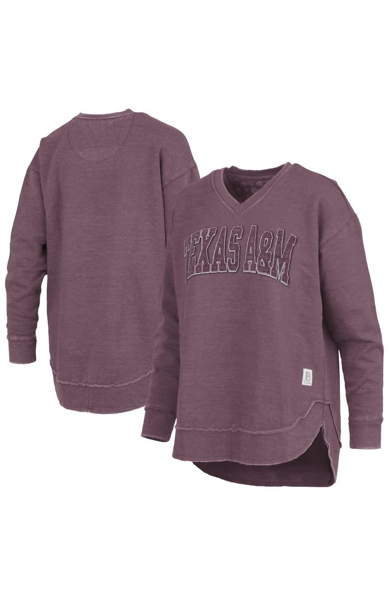 PRESSBOX Women's Pressbox Maroon Texas A&M Aggies Westin Poncho V-Neck Pullover Sweatshirt, Main, color, Maroon