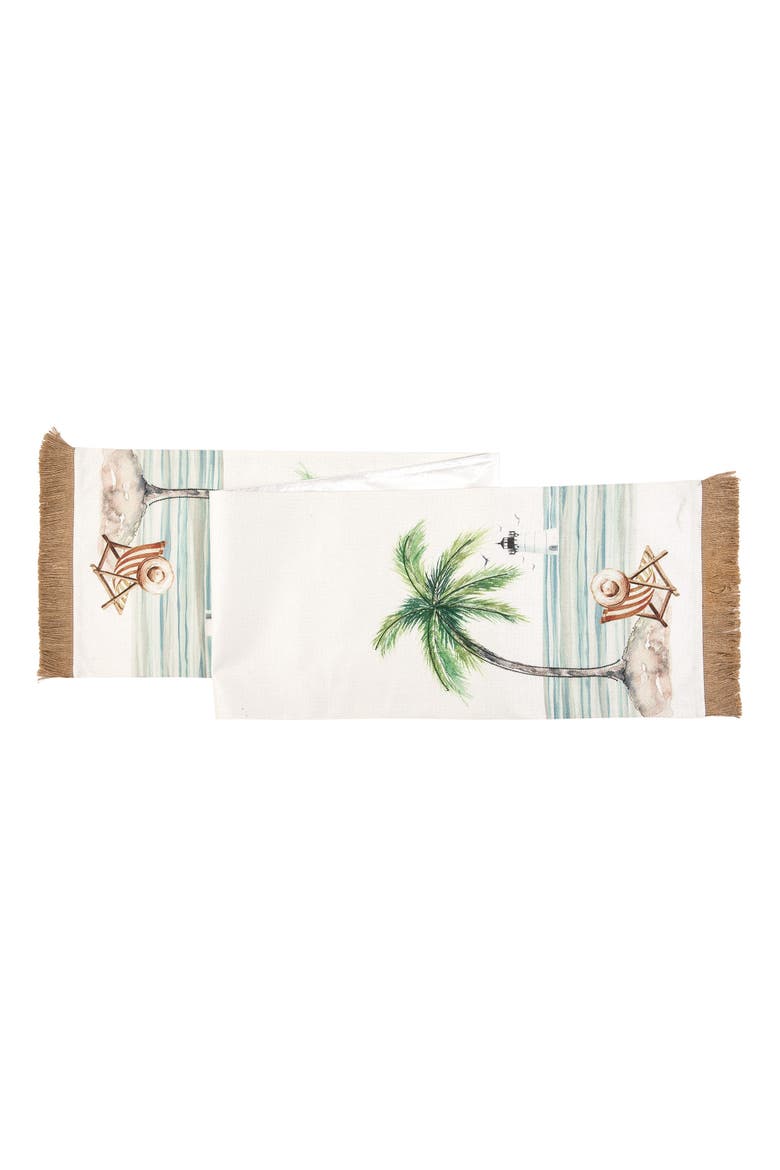 Life Is Better At The Beach Embroidered Dining Table Runner, Main, color, Blue