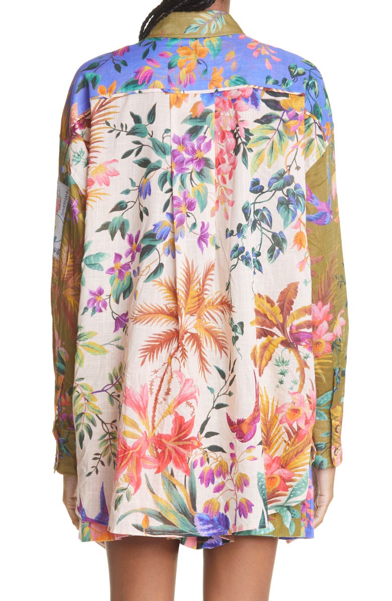 Zimmermann Tropicana Floral Patchwork Cotton Voile Shirt, Alternate, color, 