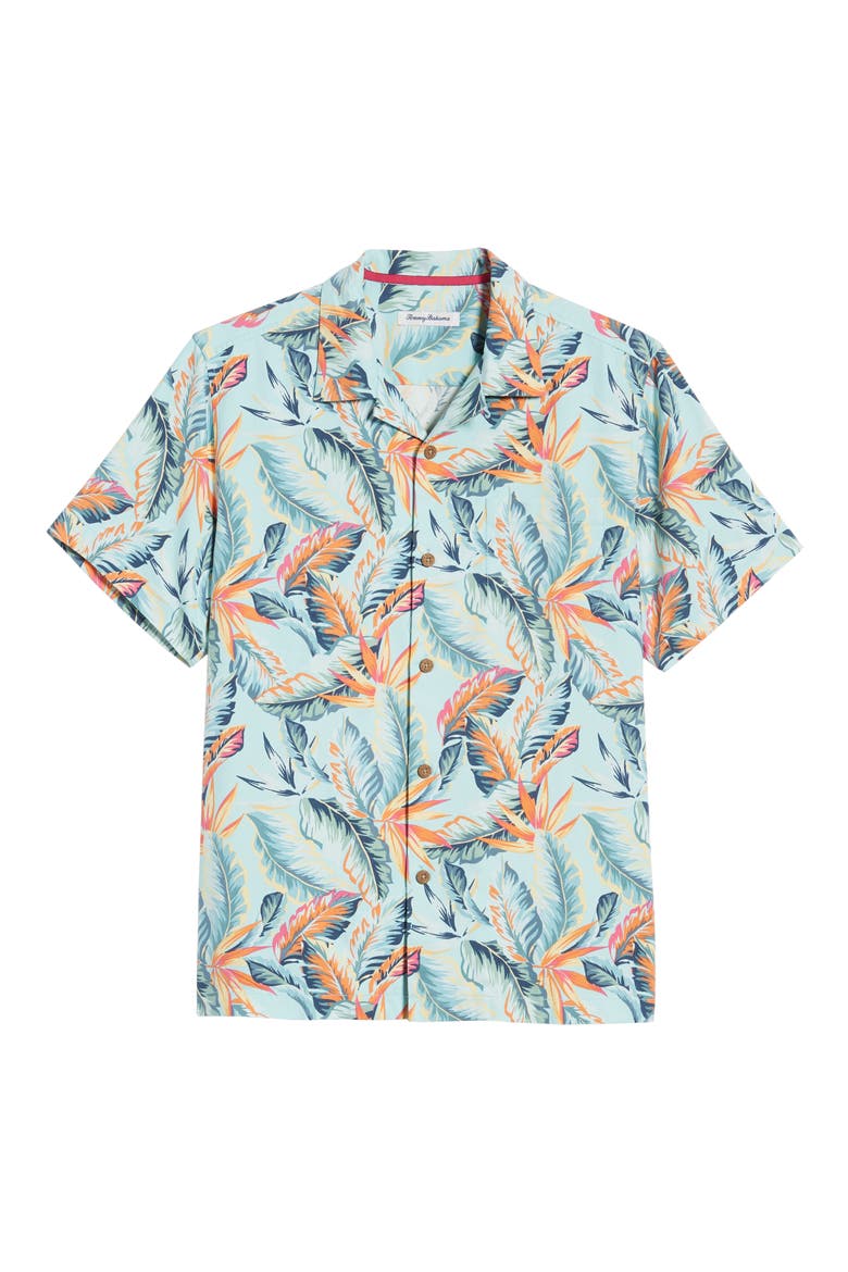 Break Wave Fronds Silk Blend Sport Shirt, Alternate, color, BLUE SWELL