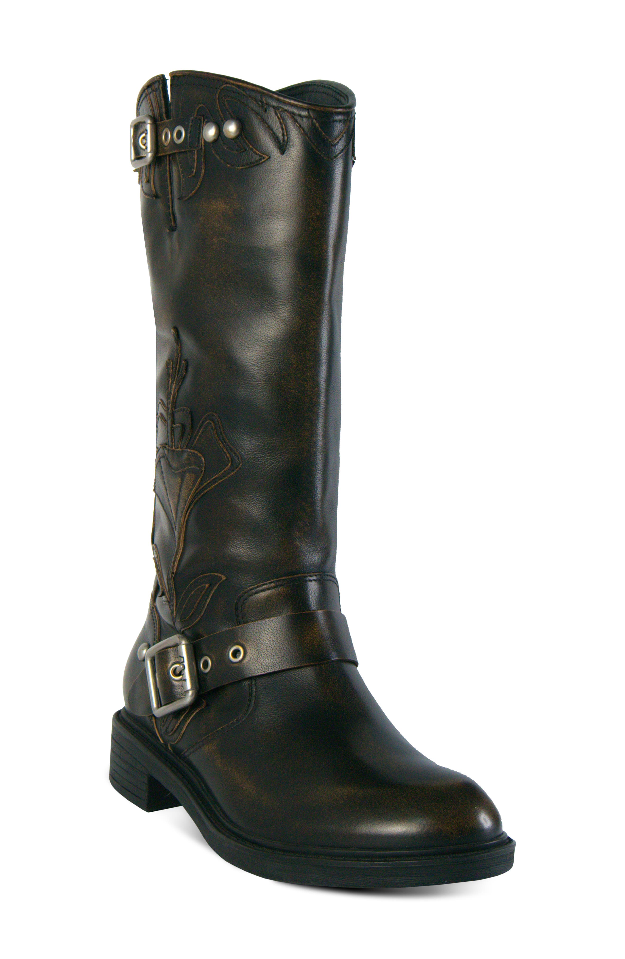 Flax Moto Boot, Main, color, BLACK DISTRESSED