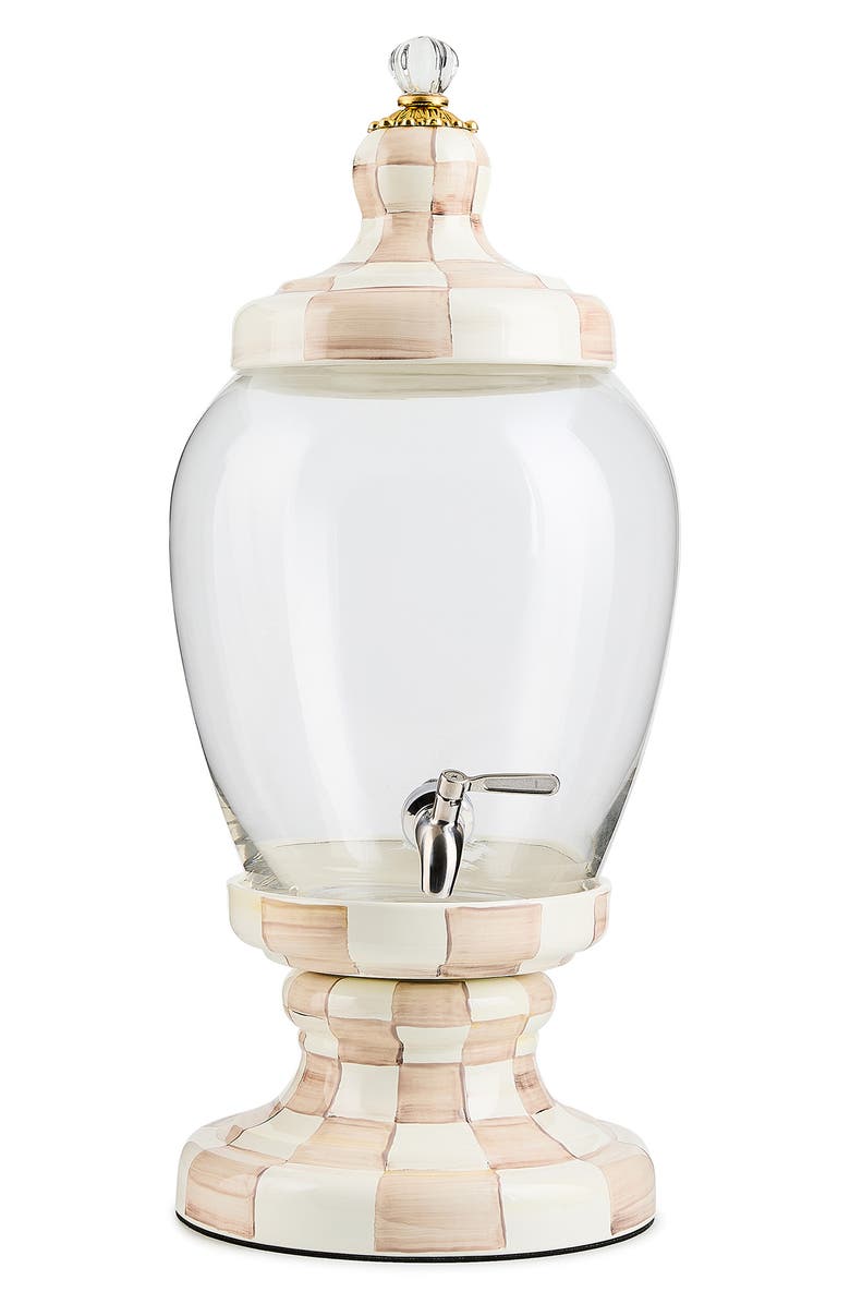 MACKENZIE CHILDS Mocha Check Enamel Beverage Hostess, Main, color, Brown/White