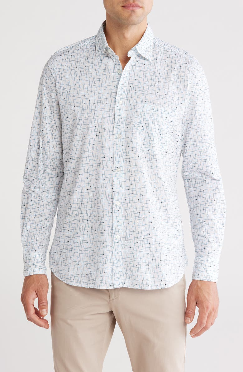 BOSS Remiton Cotton Button-Up Shirt, Main, color, Natural