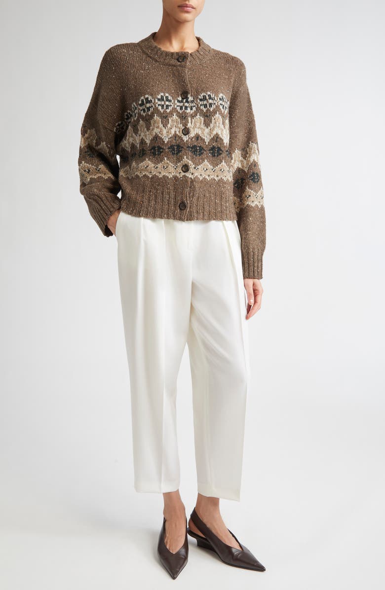 Altuzarra Emmett Pleated Merino Wool Tapered Leg Pants, Alternate, color, Ivory