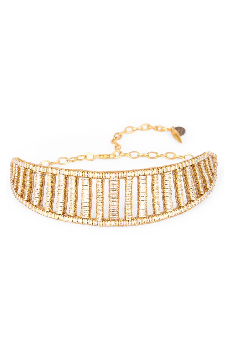 Deepa Gurnani Meinder Crystal Embellished Choker, Alternate, color, Gold