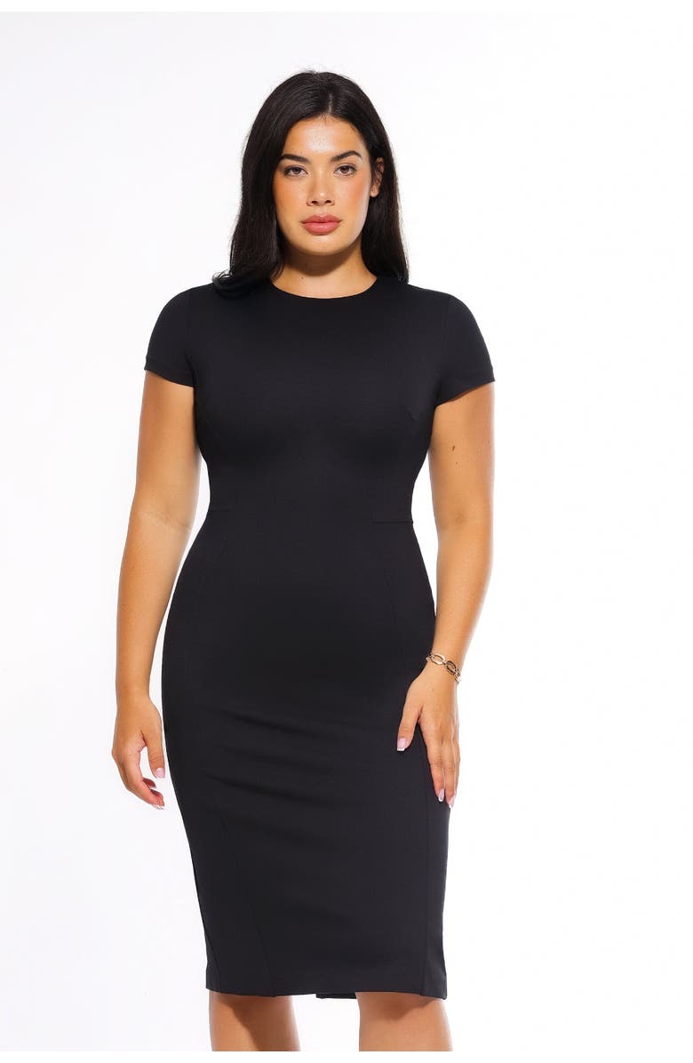 Popilush SculptWear Commuter Fitted Dress, Main, color, Midnight Black