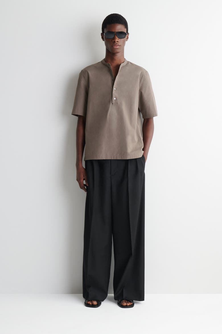 Cotton Henley Shirt, Alternate, color, BROWN