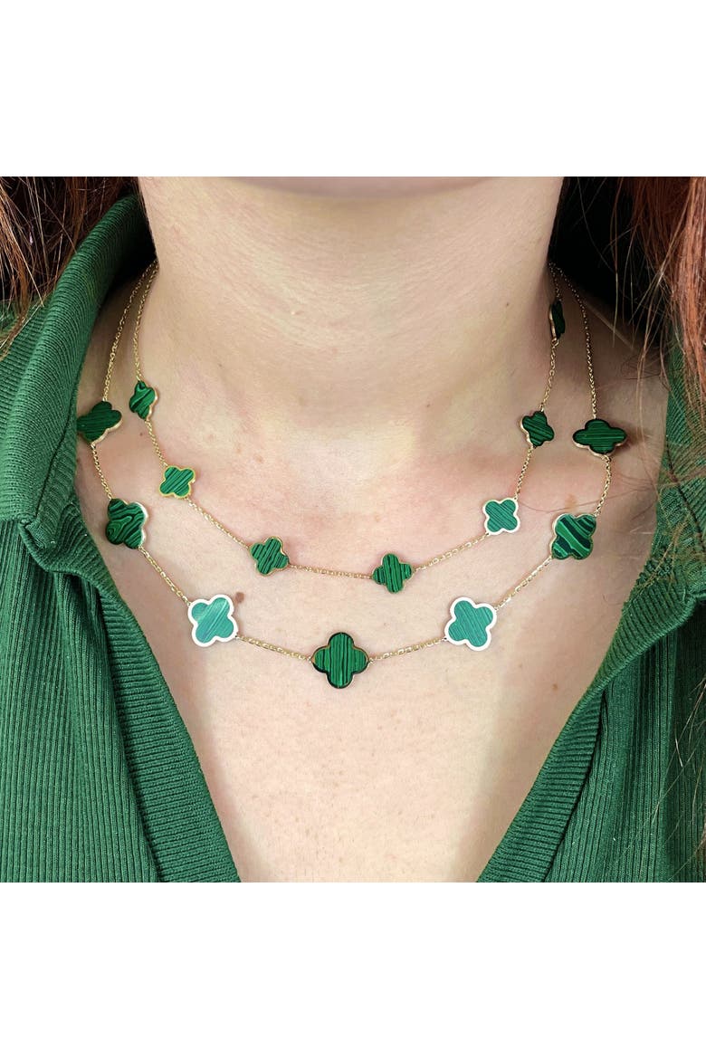Small Malachite Clover Necklace, Alternate, color, Malachite