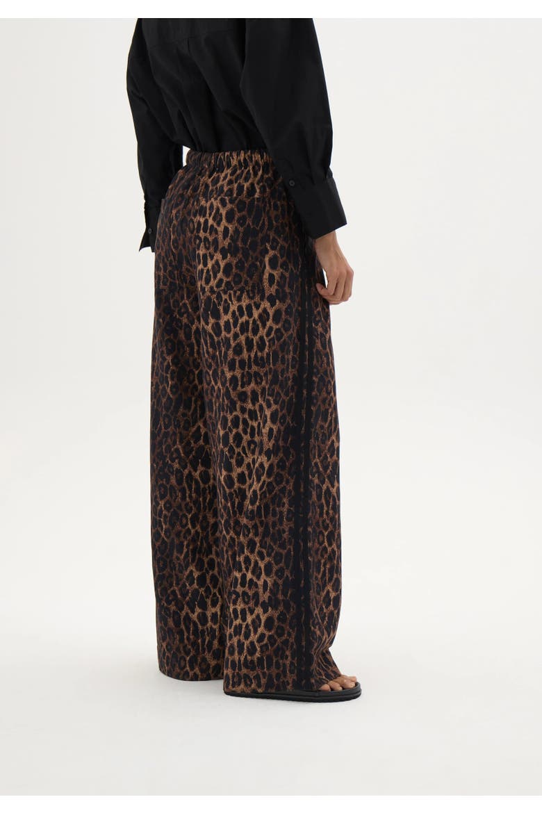 Petunia Linen Blend Leopard Trouser, Alternate, color, Brown Leopard Print