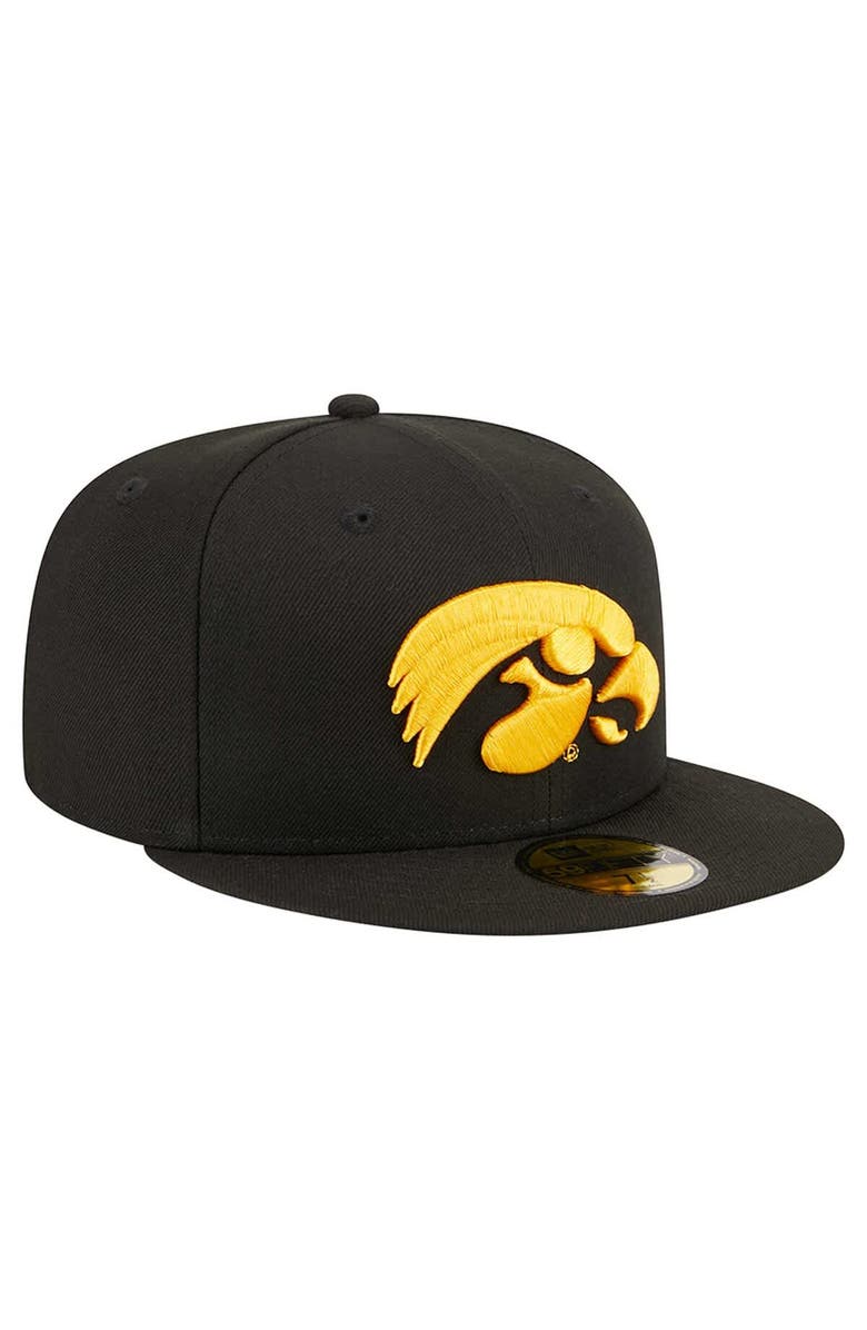 New Era Men's New Era Black Iowa Hawkeyes 59FIFTY Fitted Hat, Alternate, color, 