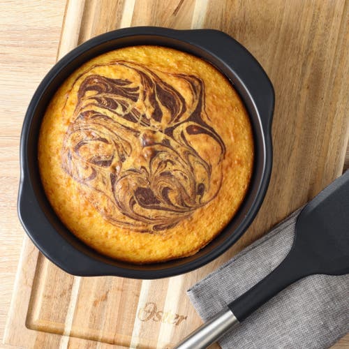 Oster Teston Platinum Collection 9 Inch Nonstick Carbon Steel Cake Pan In Matte Black In Black