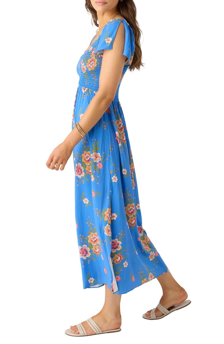 O'Neill Larissa Floral Smocked Midi Dress, Alternate, color, Regatta