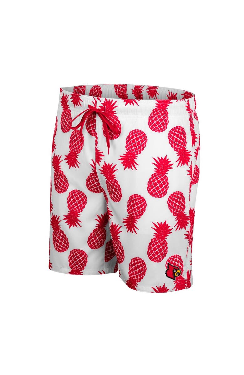 COLOSSEUM Men's Colosseum White Louisville Cardinals Pineapples Swim Shorts, Alternate, color, White