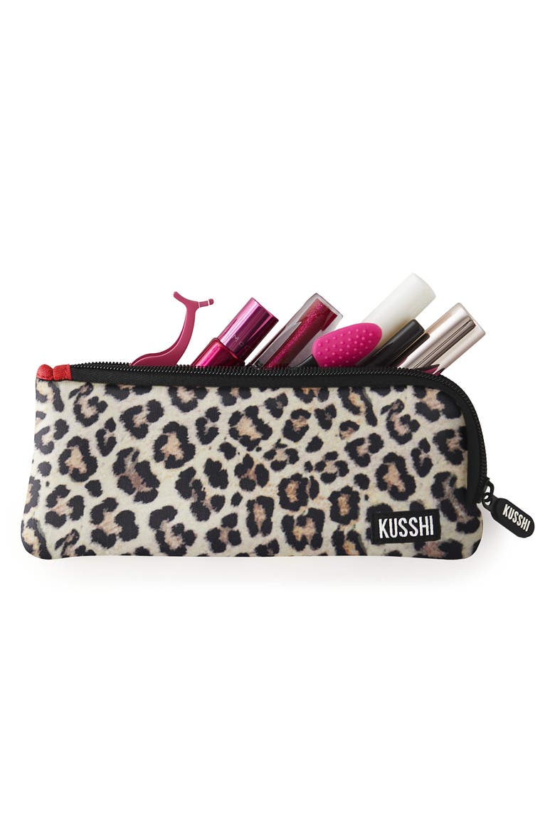 Cosmetics Pencil Case, Alternate, color, Leopard/Red