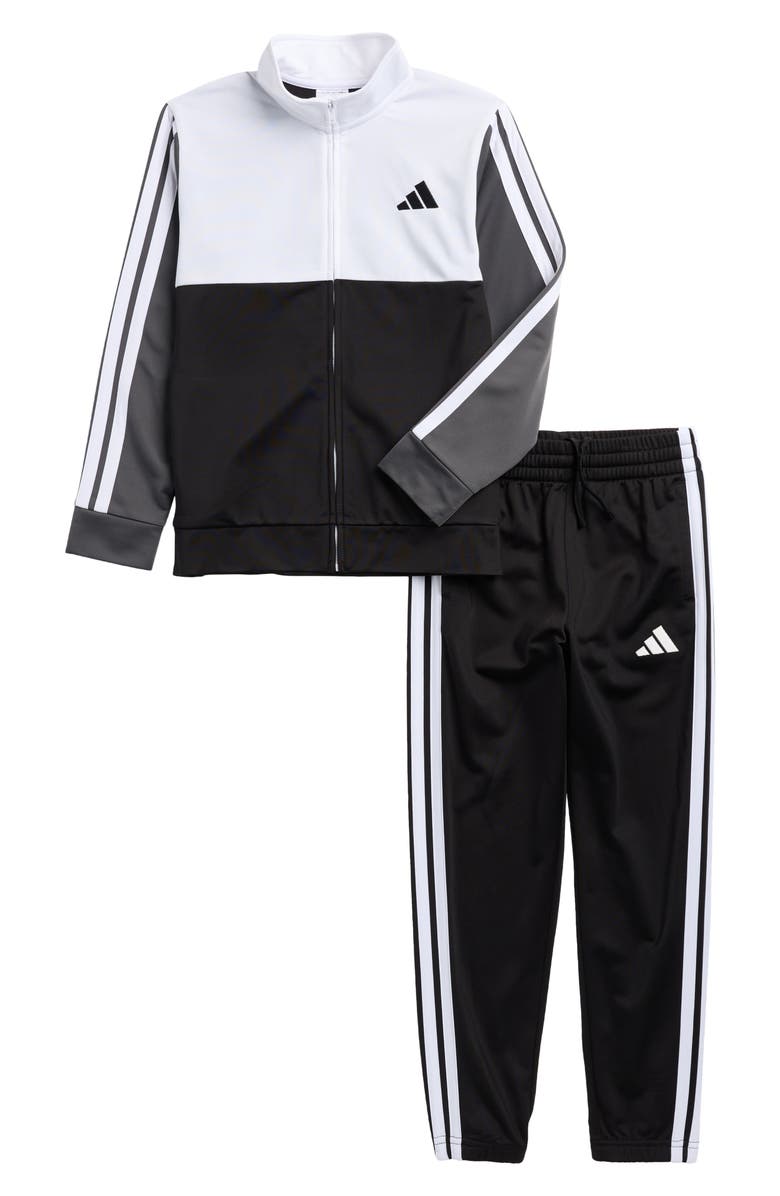 adidas Kids' Colorblock Tricot Jacket & Pants Set, Main, color, White