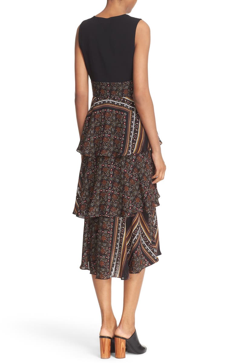 A.L.C. 'Hayley' Tiered Print Silk Dress, Alternate, color, 