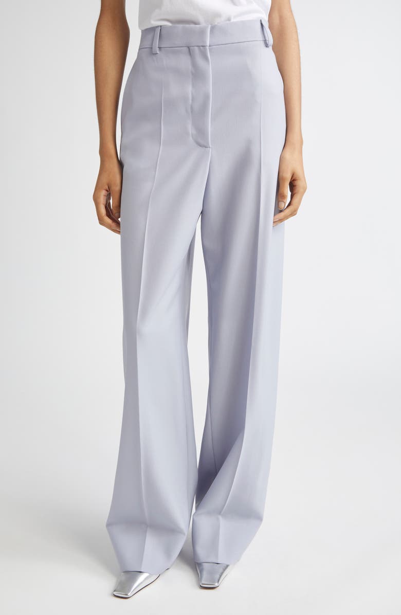 Stella McCartney Loose Straight Leg Wool Canvas Trousers, Main, color, 4218 - Cloudy Blue