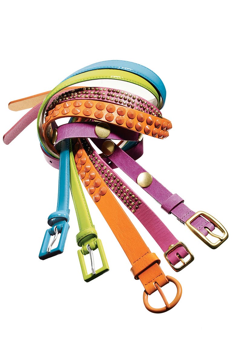 Another Line Skinny Patent Belt with Covered Buckle, Alternate, color, 