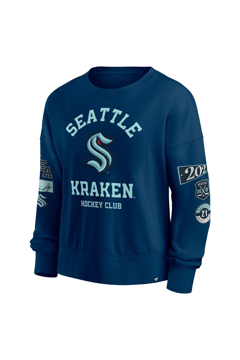 Women's Fanatics Deep Sea Blue Seattle Kraken Go Team Pullover Sweatshirt, Alternate, color, Navy