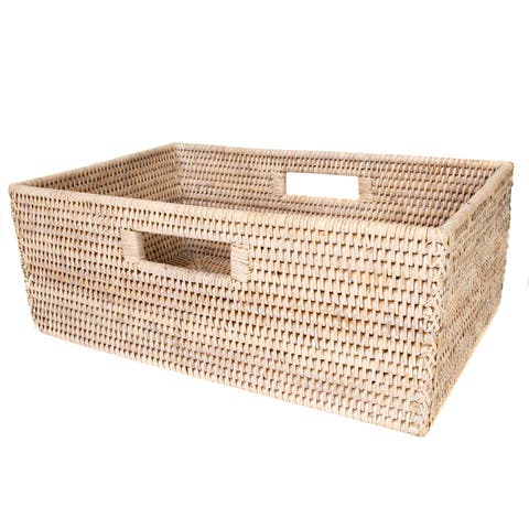 Artifacts Rattan Rectangular Shelf basket with Side handles
