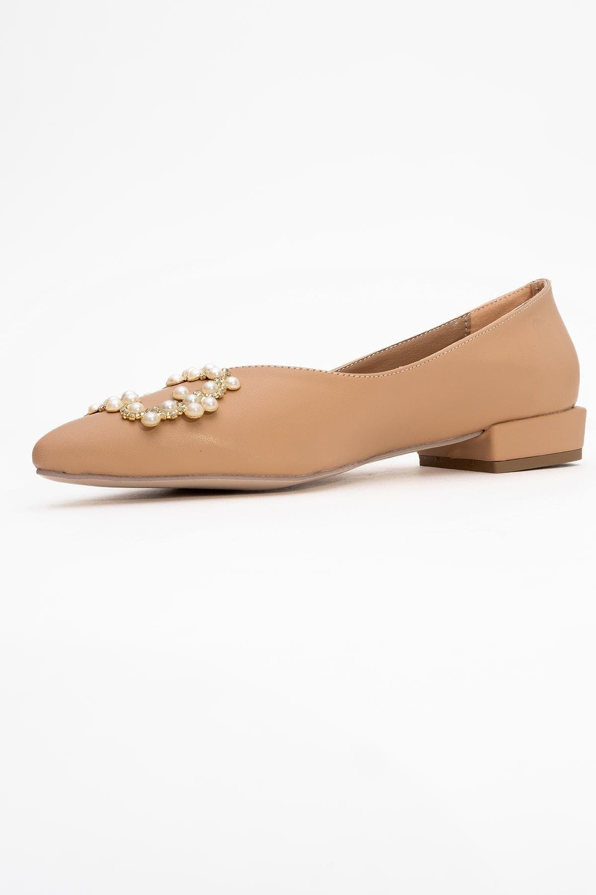 Prologue Shoes Ghent Pearl Embellished Ballet Flat, Alternate, color, Beige