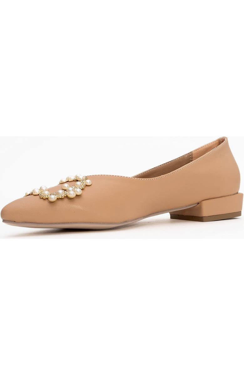 Prologue Shoes Ghent Pearl Embellished Ballet Flat, Alternate, color, Beige