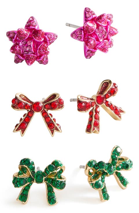 All the Trimmings Set of 3 Bow Stud Earrings