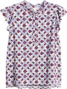 Caslon® Flutter Sleeve Print Popover Top