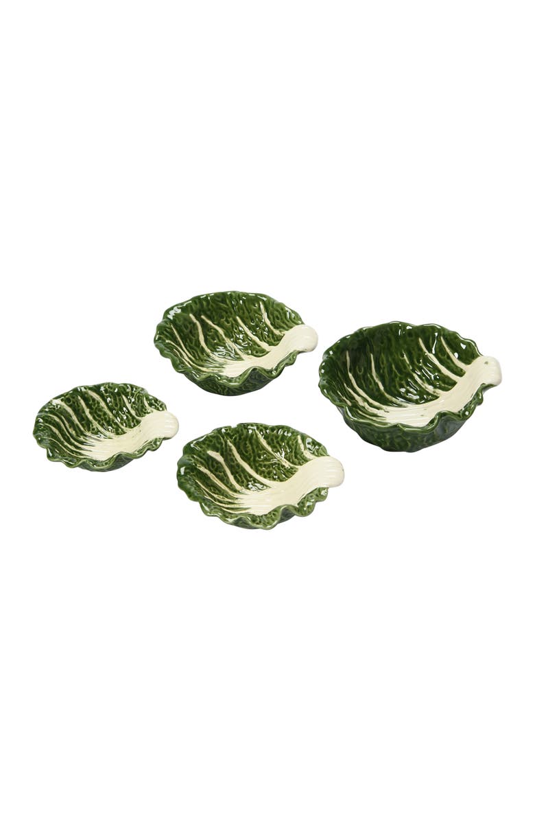 Storied Home Cabbage Shaped Stoneware Bowls, Main, color, Green