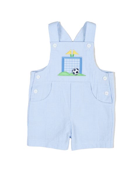 Check Seersucker Shortall With Soccer Goal (Baby)
