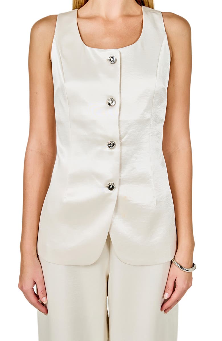 Endless Rose Satin Vest, Alternate, color, Ivory