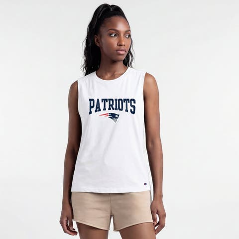 Women's Champion  White New England Patriots Muscle Tank Top