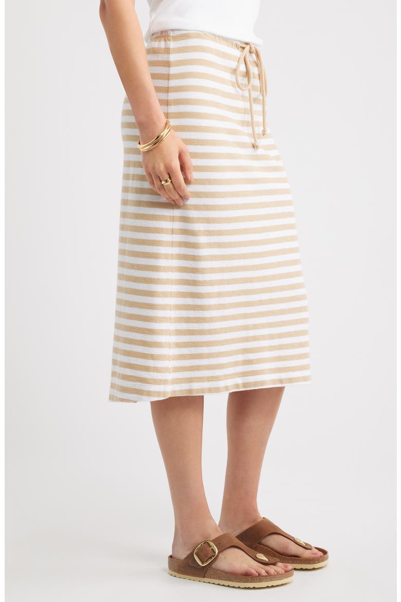 Straight Fit Stripe Knit Midi Skirt, Alternate, color, TAN SHORE- WHITE CHARM STRIPE