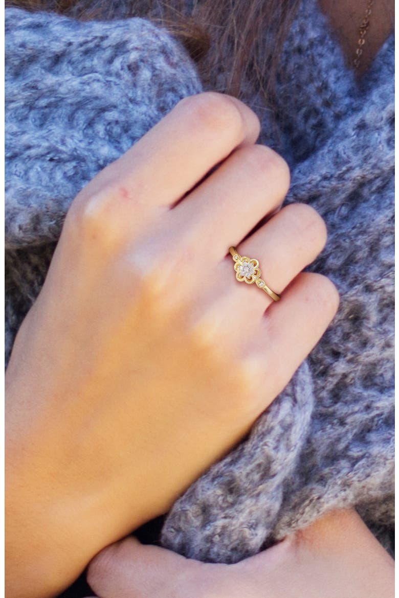 Floral Diamond Ring - 0.08ct., Alternate, color, WHITE