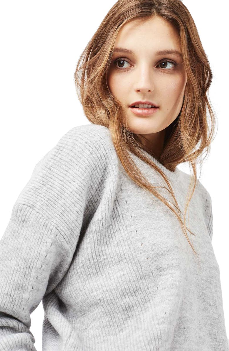 Topshop Pointelle Boxy Sweater, Alternate, color,