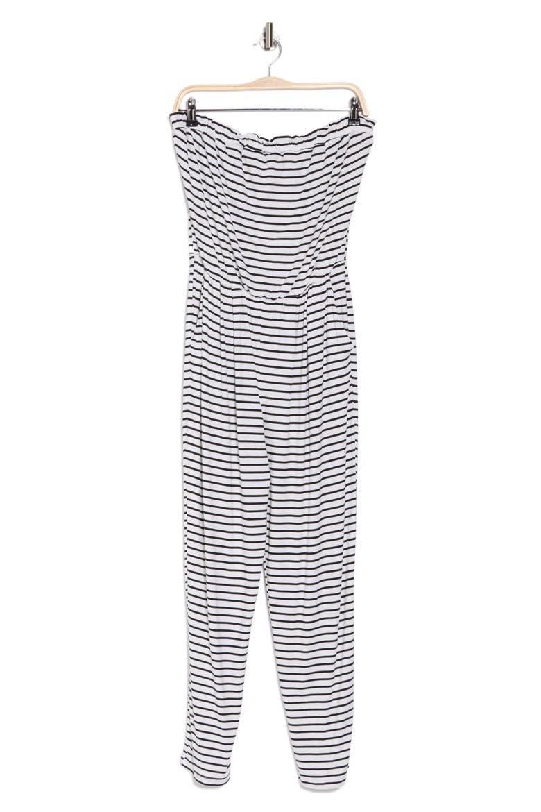 Jackelyn Strapless Jumpsuit, Alternate, color, BLACK WHITE STRIPE
